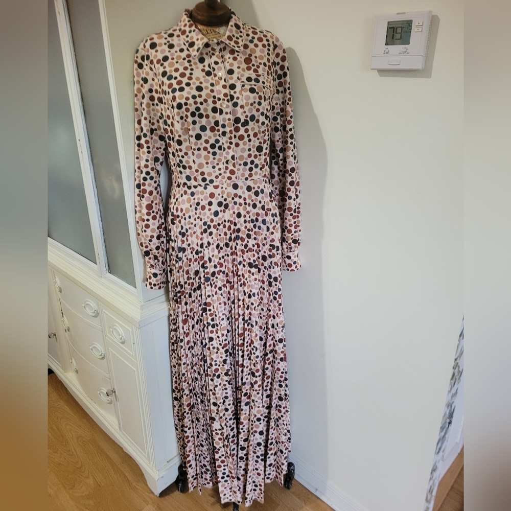Annah Hariri Rainbow Polka Dot Long Sleeve Maxi Dress Size 8